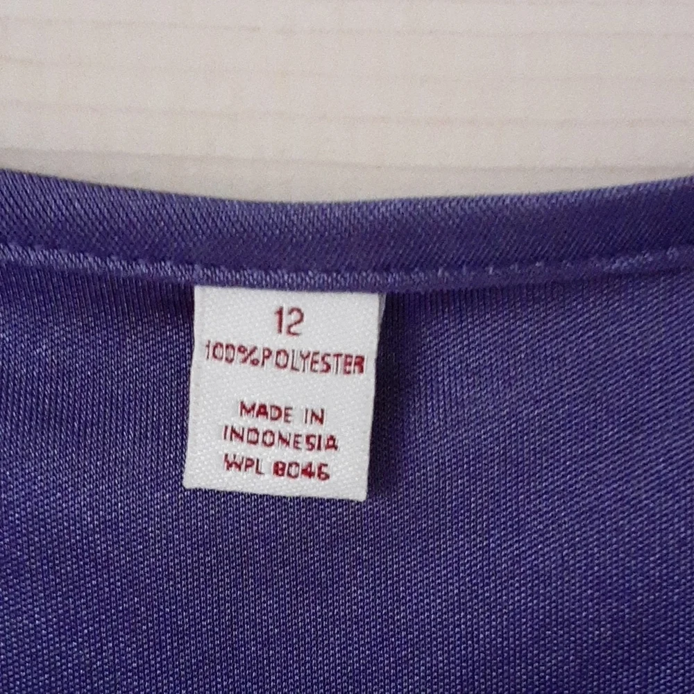 Pretty Royal Purple w/ White Pokdots Blouse & Solid Tank Size 12 - Picture 3 of 7